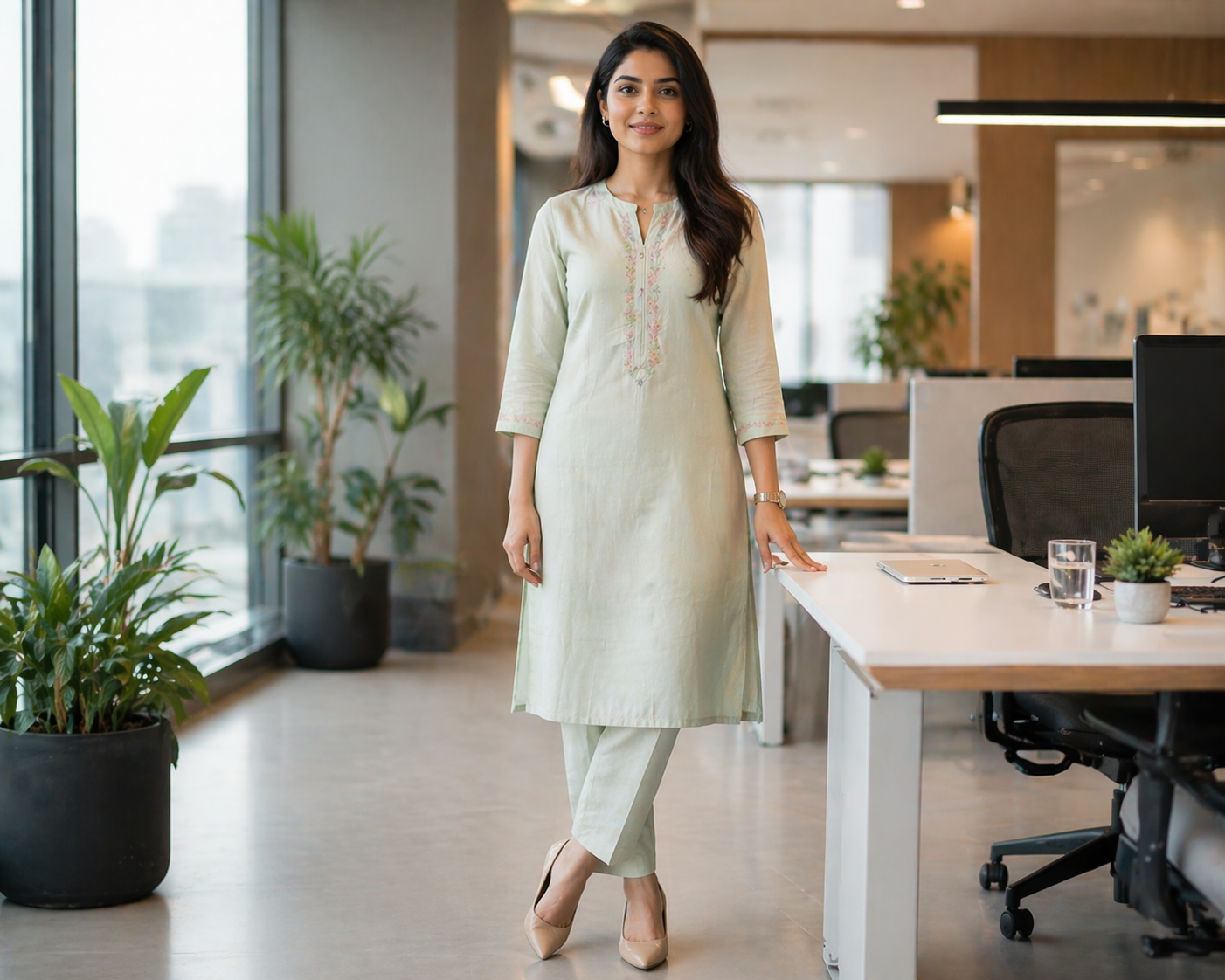 Ethnic Office Kurti and Pants - Instant Clothes Delivery Mumbai